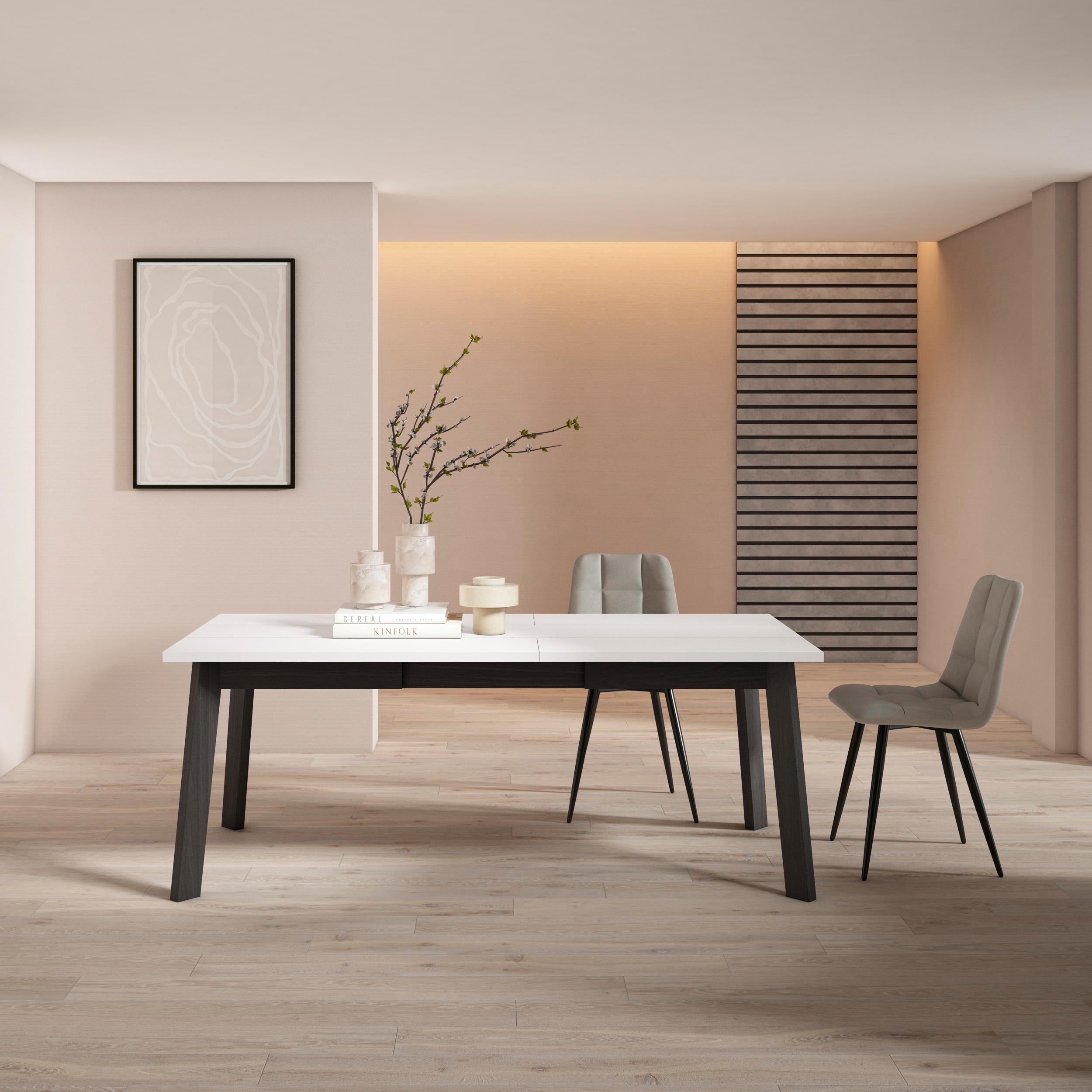 foto del prodotto tavolo da pranzo, 194x90x74cm, per 10 persone, gambe in legno, bianco rf2924