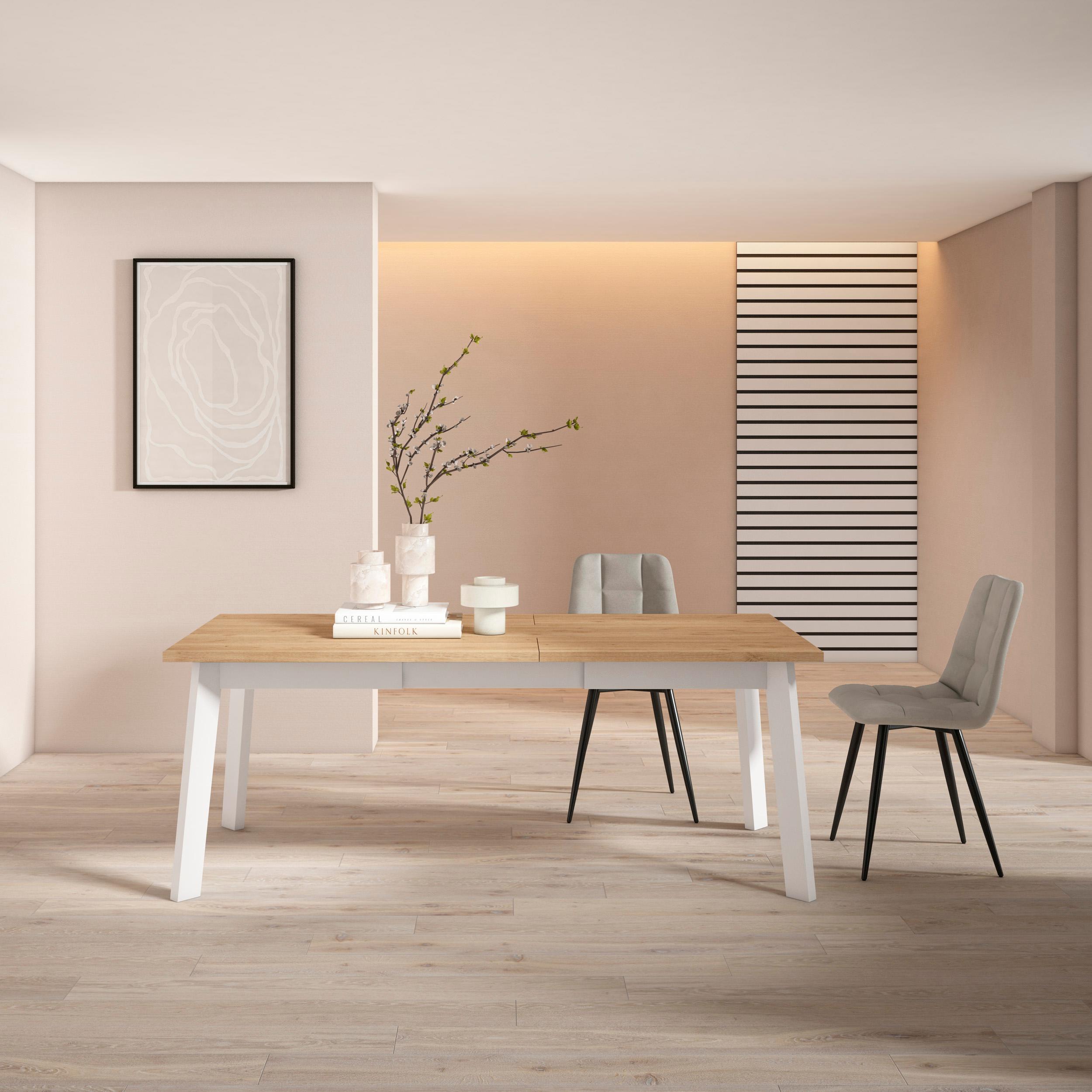 foto del prodotto tavolo da pranzo, 194x90x74cm, per 10 persone, gambe in legno, colore rovere rf2917