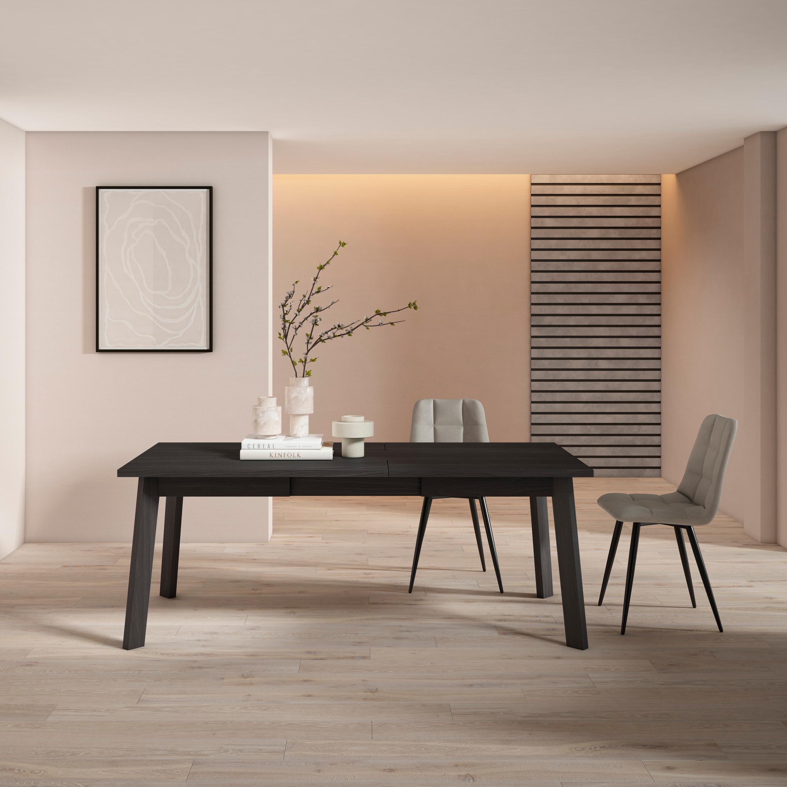 foto del prodotto tavolo da pranzo, 194x90x74cm, per 10 persone, gambe in legno, nero rf2919