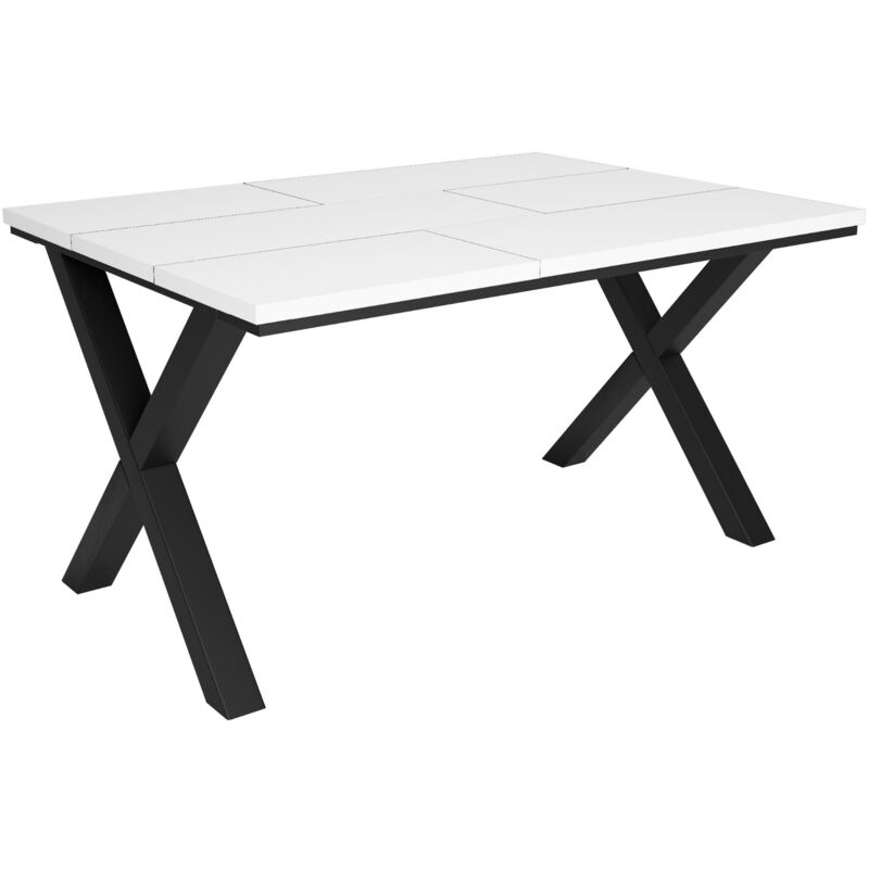 foto del prodotto tavolo da pranzo, 6 posti, 140, robusto e stabile grazie alla sua struttura e alle gambe solide, ideale per le riunioni di famiglia, bianco, stile