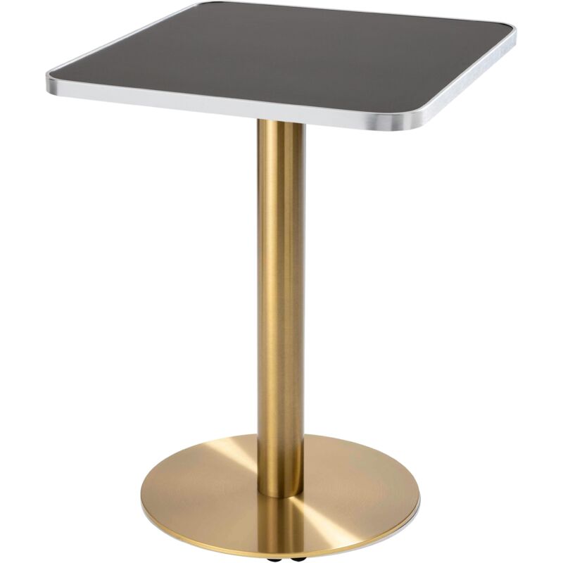 foto del prodotto tavolo da pranzo 60 x 60cm con base dorata e rivestimento nero argento
