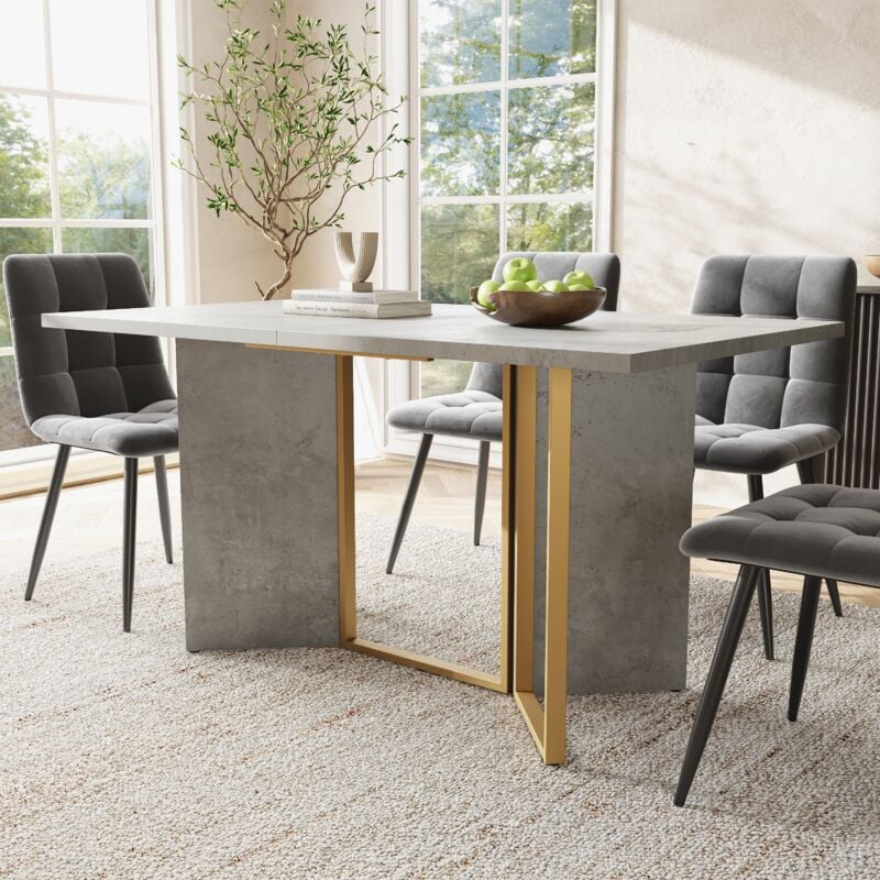 foto del prodotto tavolo da pranzo 70 119 cm 1 st , tavolo da pranzo moderno color cemento, decorazione elegante con gambe in metallo, design semplice, adatto per