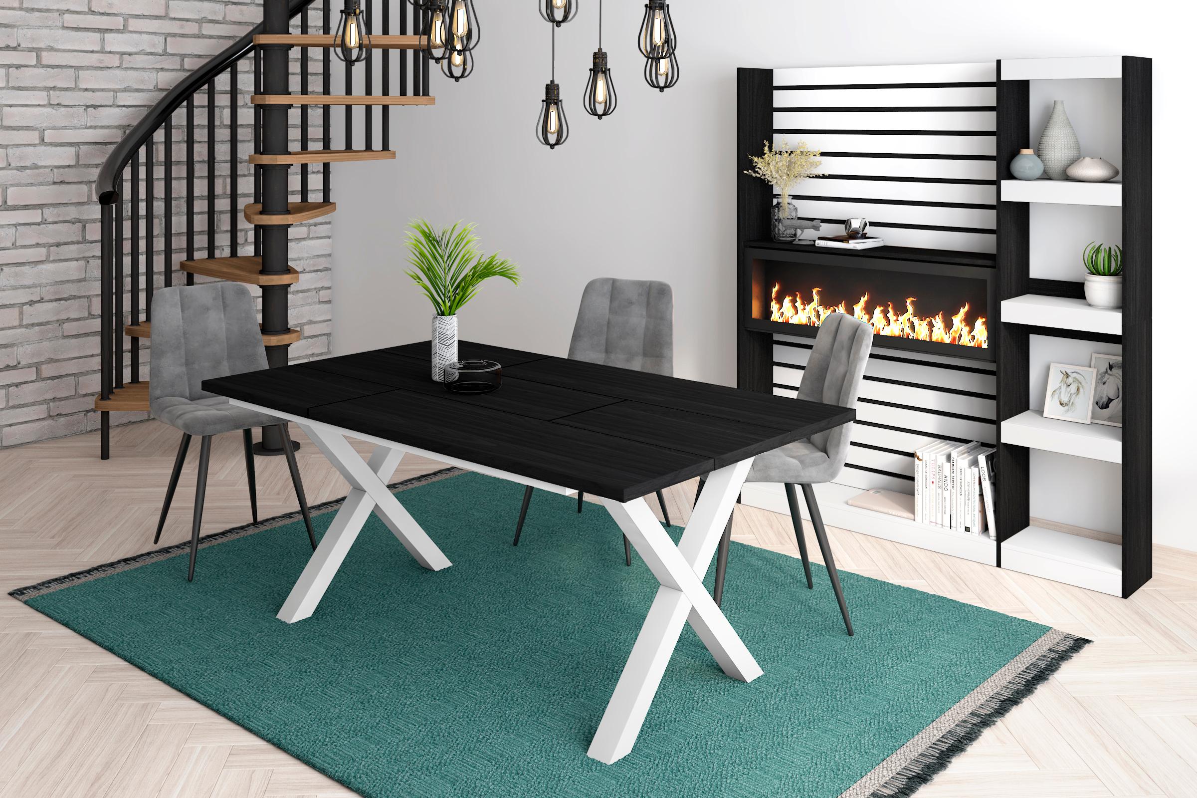 foto del prodotto tavolo da pranzo, 8 posti, 167x90x75cm, robusto e stabile, struttura e gambe solide, nero rf1077
