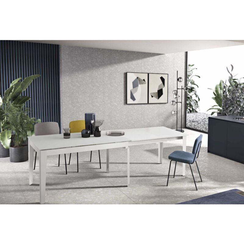 foto del prodotto tavolo da pranzo allungabile 380 cm piano vetro omero bianco