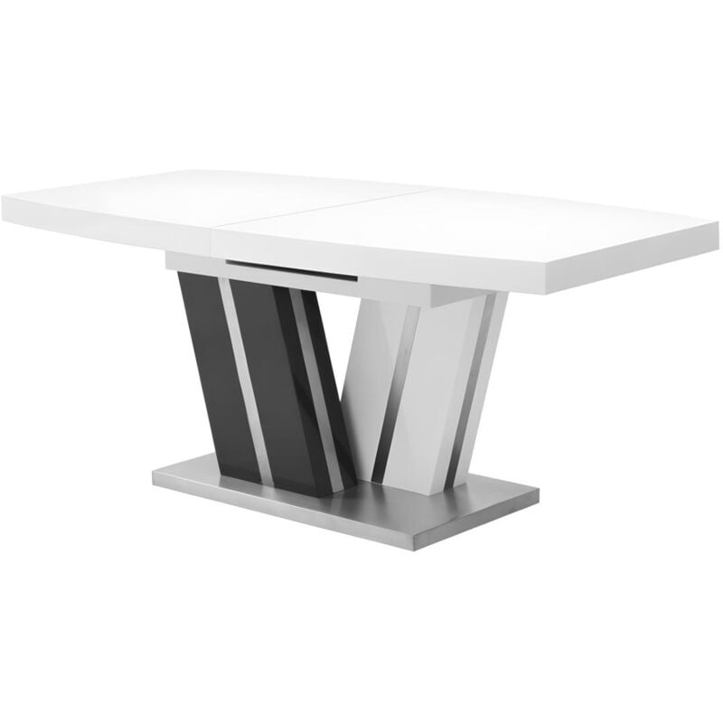 foto del prodotto tavolo da pranzo allungabile 6 8 posti in mdf laccato grigio e bianco noami