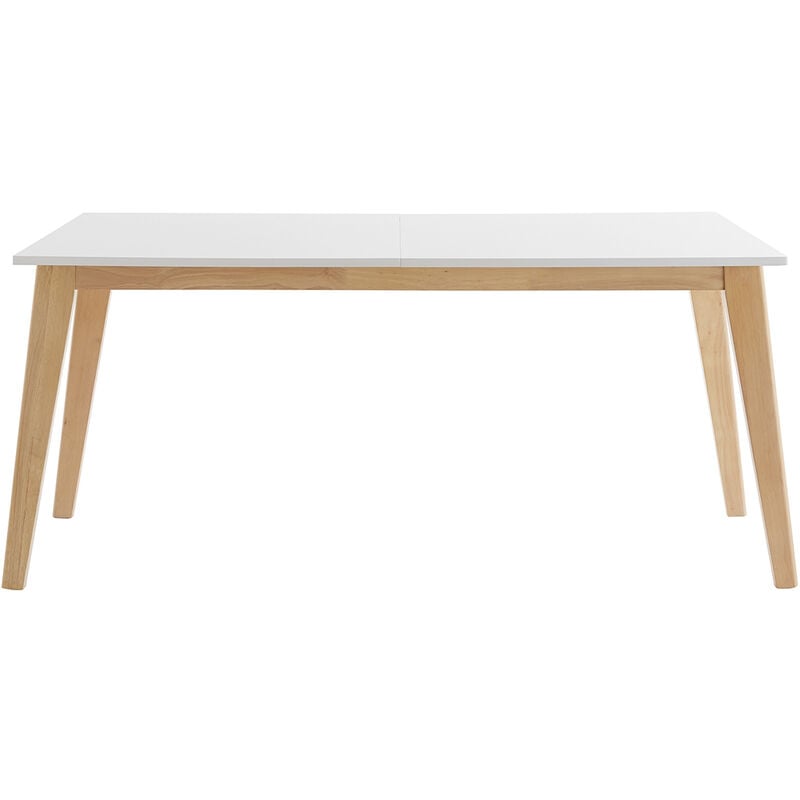 foto del prodotto tavolo da pranzo allungabile bianco e legno chiaro l160 205 cm swad