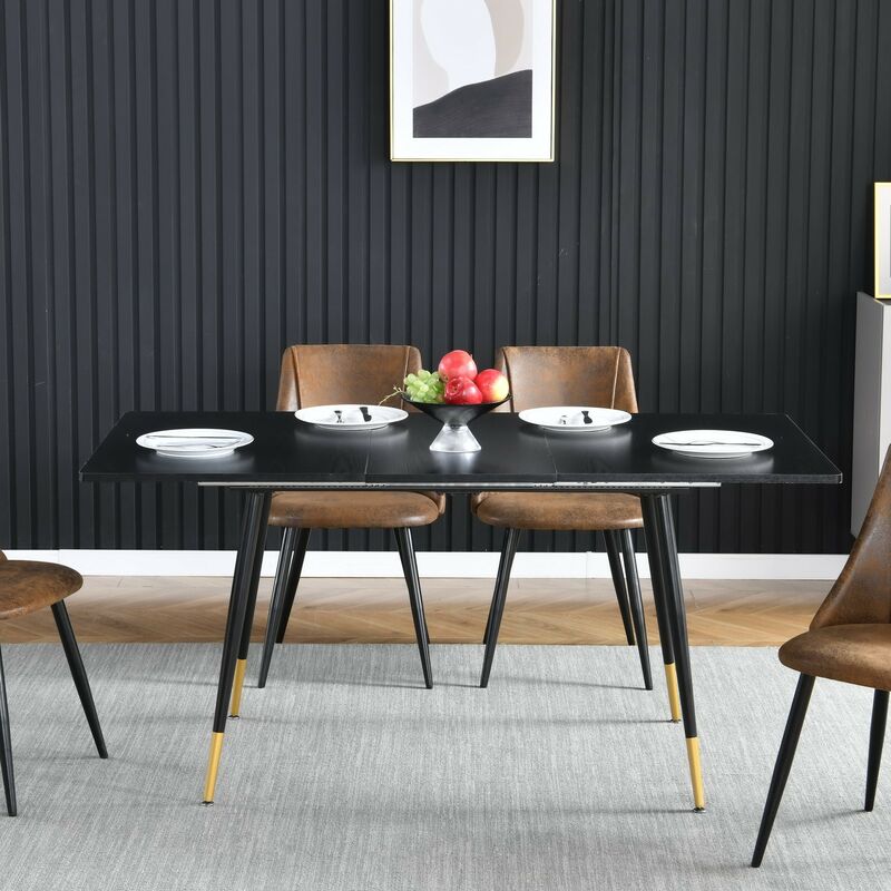 foto del prodotto tavolo da pranzo allungabile con gambe in metallo e piano in legno da 4 a 6 persone in stile industriale nero oro meubles cosy