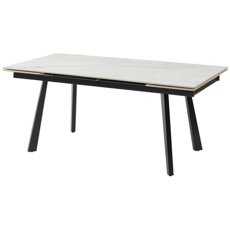foto del prodotto tavolo da pranzo allungabile da 6 a 10 coperti in ceramica e metallo effetto marmo bianco e nero marvena