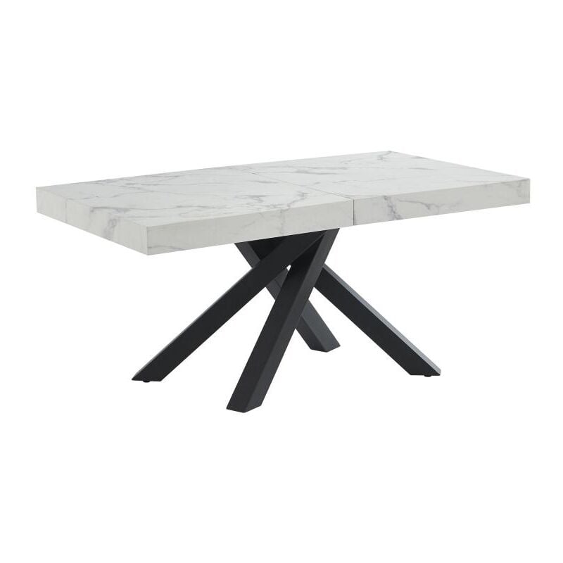 foto del prodotto tavolo da pranzo allungabile da 6 a 10 coperti in mdf e metallo effetto marmo bianco e nero catonav