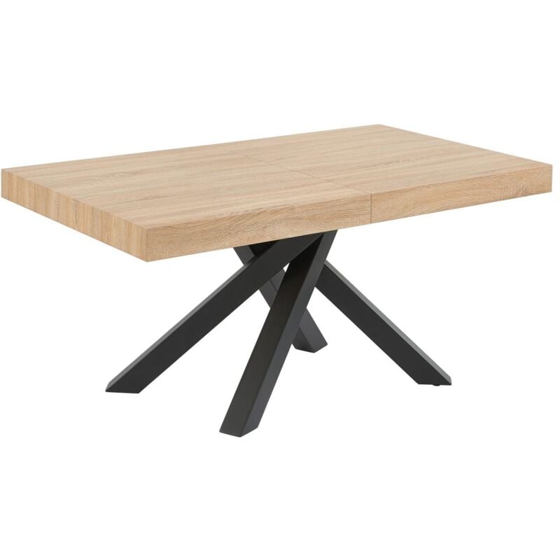 foto del prodotto tavolo da pranzo allungabile da 6 a 10 coperti in mdf e metallo naturale e nero catonav