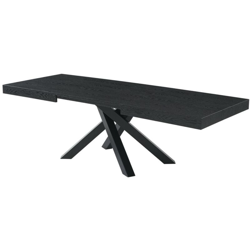 foto del prodotto tavolo da pranzo allungabile da 6 a 10 coperti in mdf e metallo nero catonav