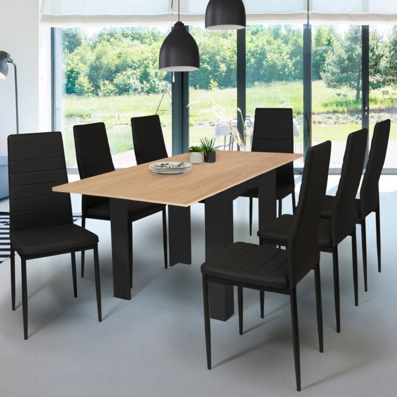 foto del prodotto tavolo da pranzo allungabile dona 4 8 persone piano in faggio nero 80 160 cm