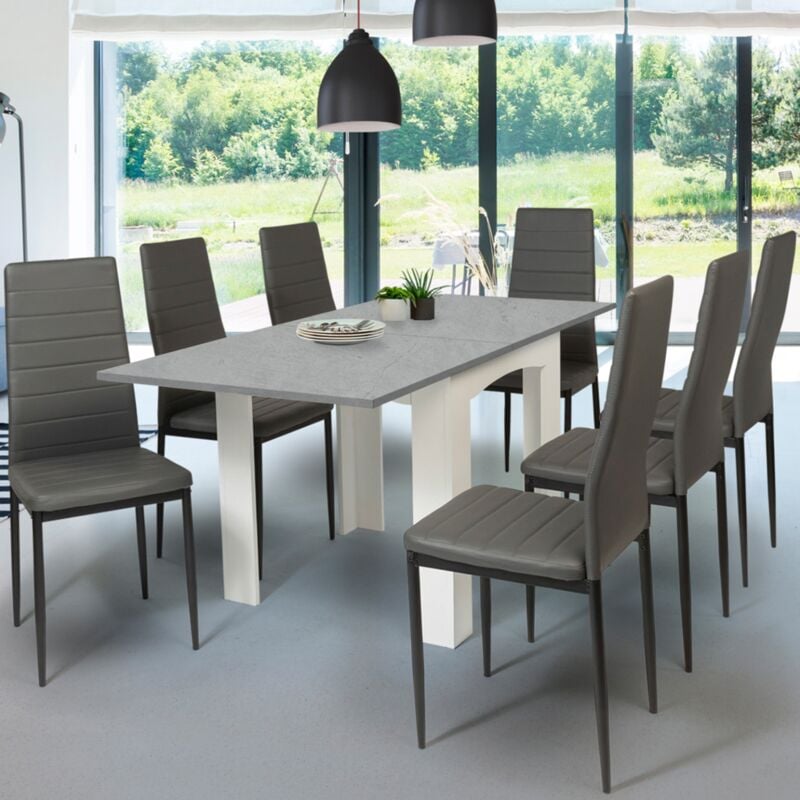 foto del prodotto tavolo da pranzo allungabile dona per 4 8 persone con piano effetto cemento cerato 80 160cm
