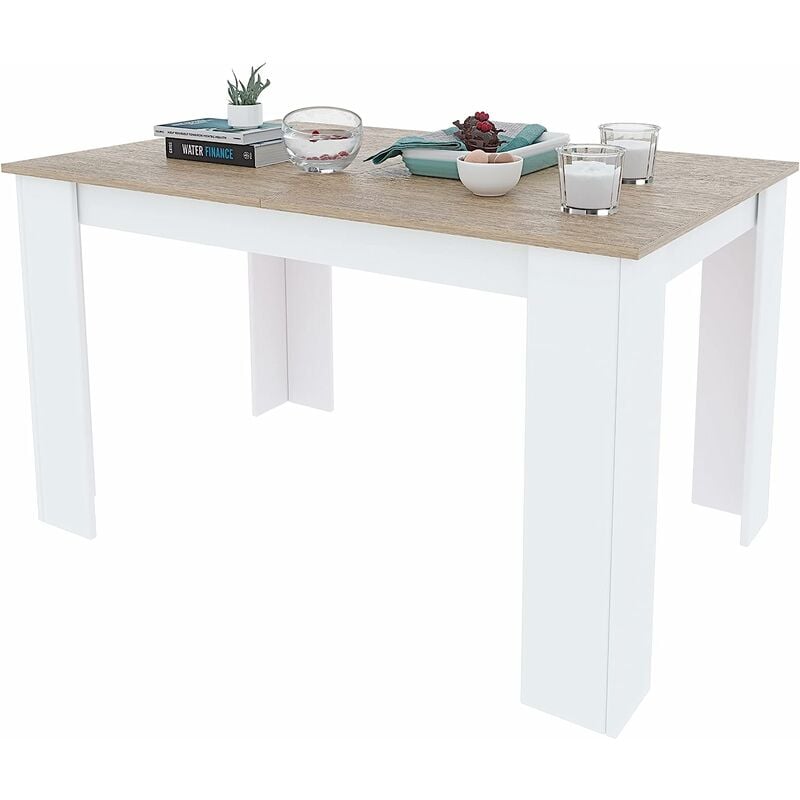 foto del prodotto tavolo da pranzo allungabile estensibile fino a 190 cm tavolino per 6 persone salotto soggiorno salone design moderno 190 x 78 x 90 cm bianco rovere