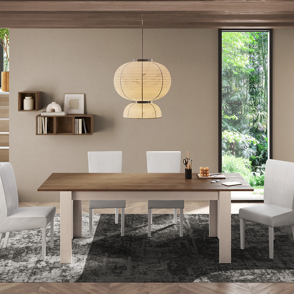 foto del prodotto tavolo da pranzo allungabile l 137 48 x p 90 x h 79 linea monaco, realizzato in legno 100 made in italy, design moderno per cucina, sala da pranzo, soggiorno colore cashmere mercure