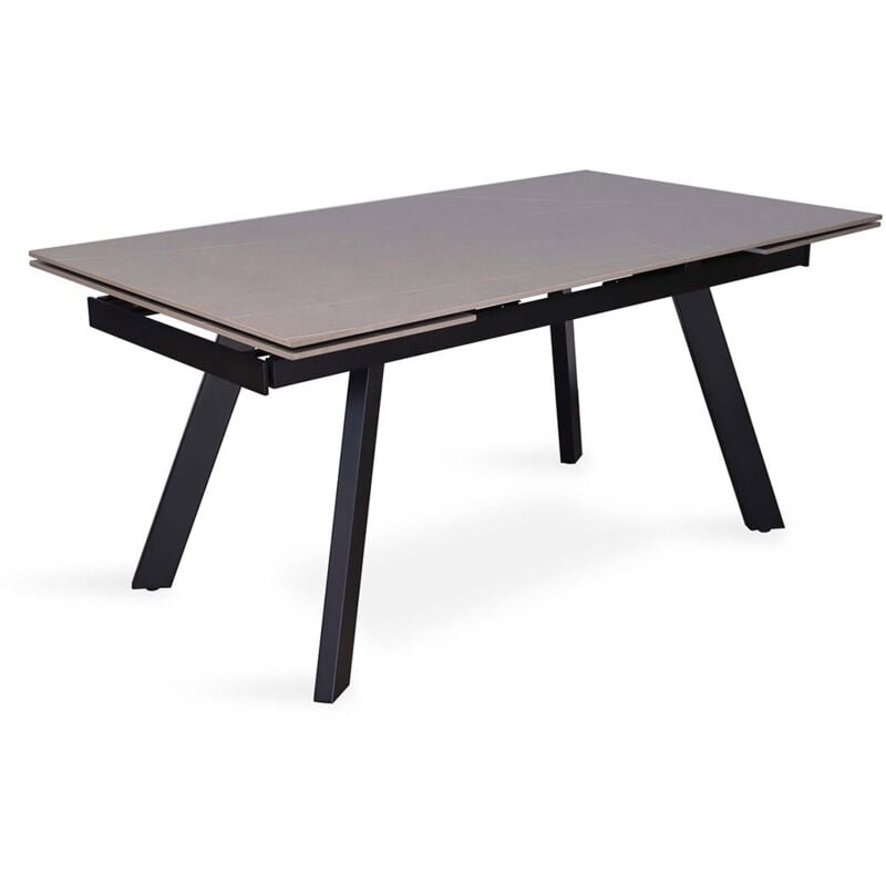 foto del prodotto tavolo da pranzo allungabile per 10 persone con piano in pietra grigia collezione laros. struttura in metallo.