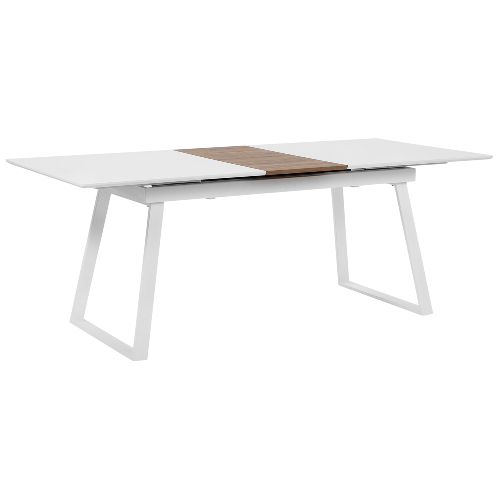 foto del prodotto tavolo da pranzo bianco con legno scuro 160 x 90 cm allungabile cucina allungabile 8 persone
