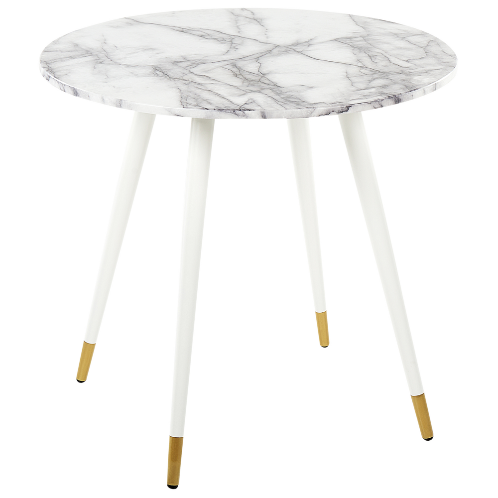 foto del prodotto tavolo da pranzo bianco dorato 80 cm mdf marmo gambe in metallo soggiorno sala da pranzo elegante
