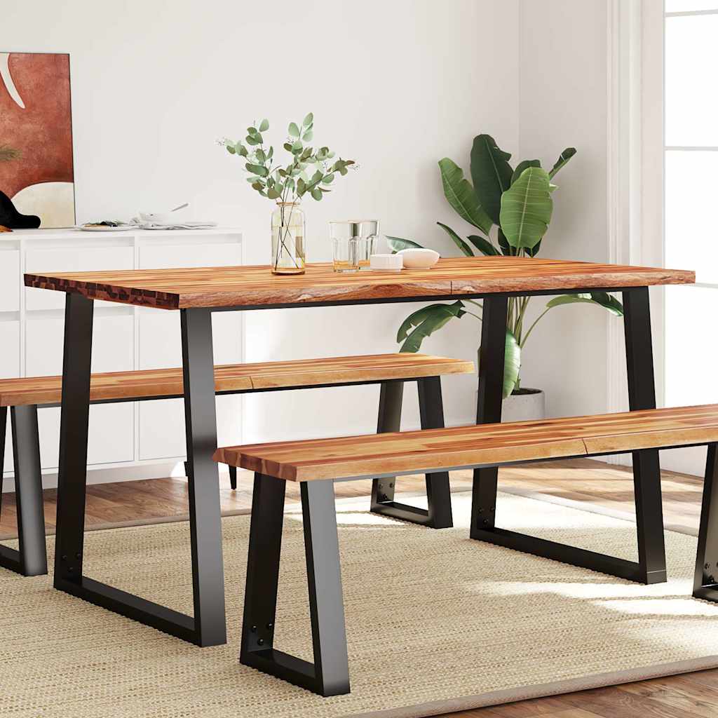 foto del prodotto tavolo da pranzo bordi vivi 140x80x75 cm legno massello acaciacod mxl 80366