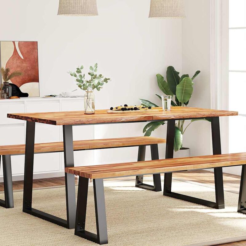 foto del prodotto tavolo da pranzo bordi vivi 160x80x75 cm legno massello acacia vidaxl