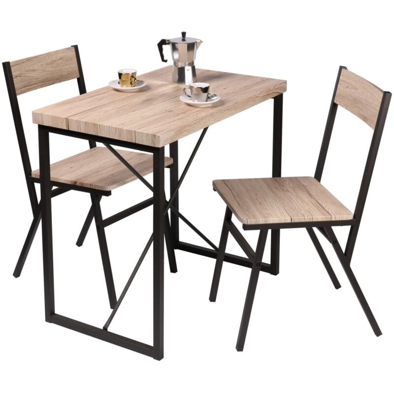foto del prodotto tavolo da pranzo con 2 sedie collezione daryl dimensioni 80x50x75 cm, ideale per piccoli spazi, colori rovere e nero.