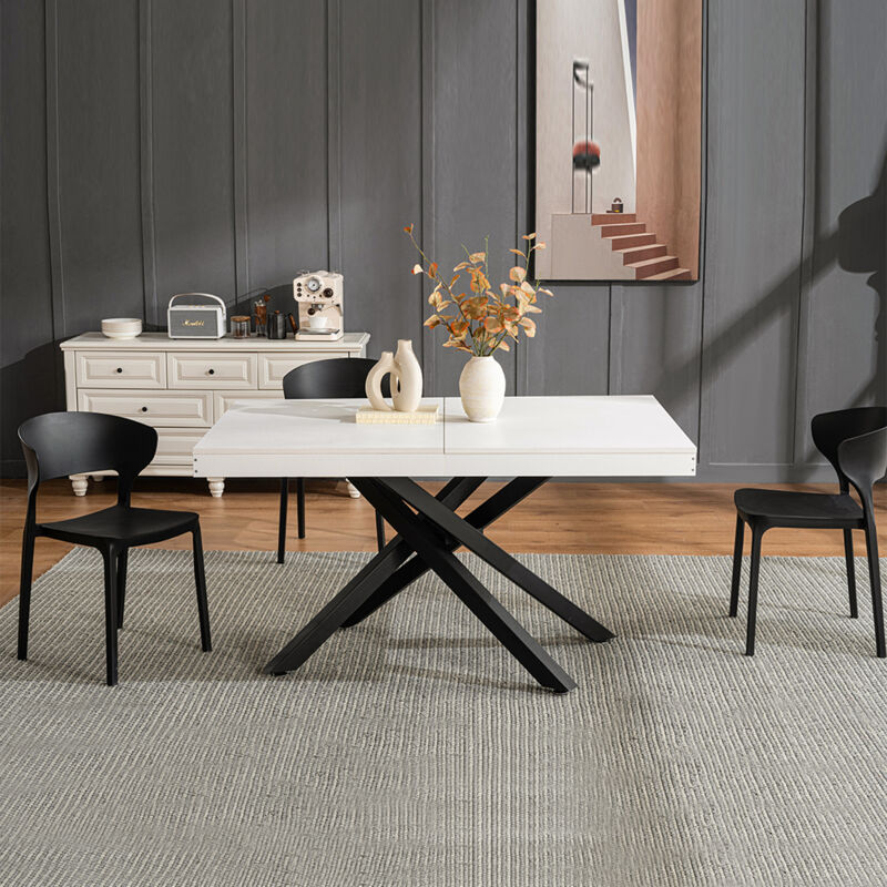 foto del prodotto tavolo da pranzo cucina allungabile estensibile 90 x 140 fino a 220 cm bianco
