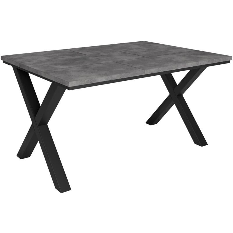 foto del prodotto tavolo da pranzo, cucina, sala da pranzo, 140, per 6 ospiti, gambe in legno, stile industriale, grigio cemento skraut home
