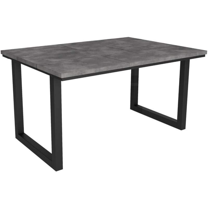 foto del prodotto tavolo da pranzo, cucina, sala da pranzo, 140, per 6 ospiti, gambe in legno, stile industriale, grigio cemento skraut home