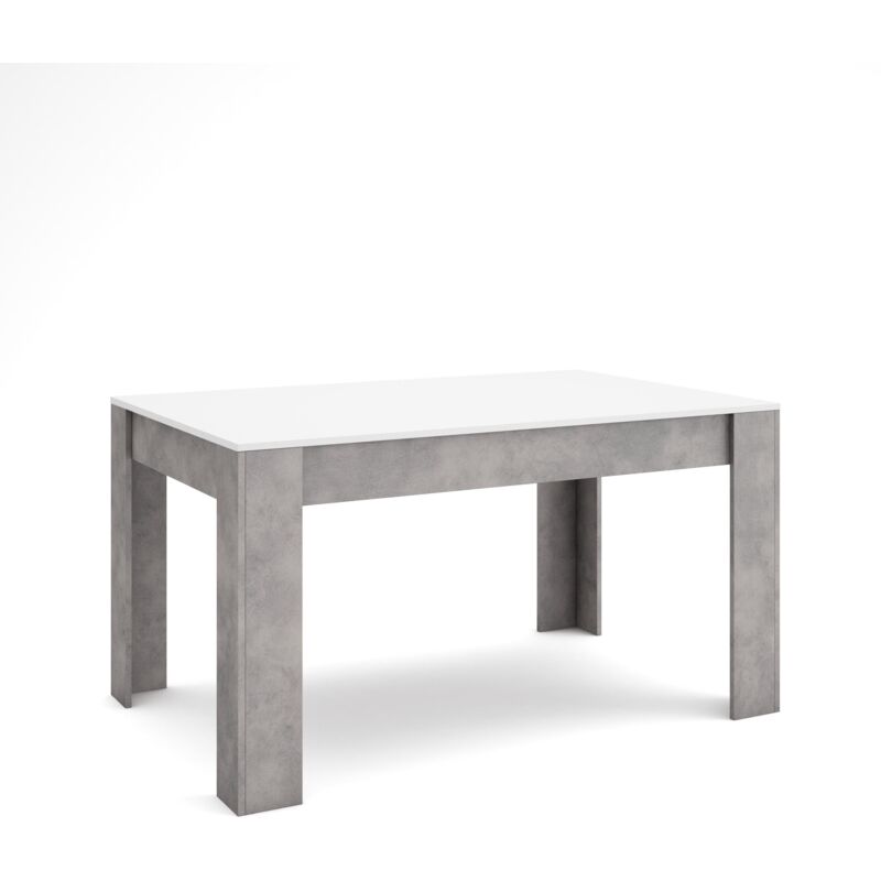 foto del prodotto tavolo da pranzo, cucina, sala da pranzo, 140x90x76 cm, per 6 persone, tavolo cucina, stile moderno, bianco e grigio cemento skraut home