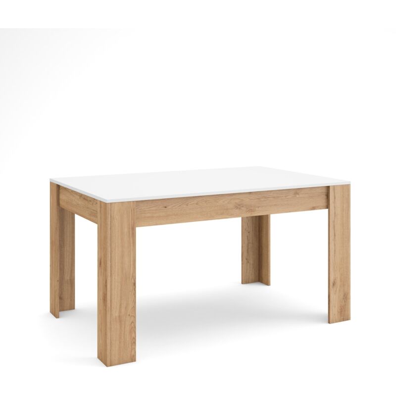 foto del prodotto tavolo da pranzo, cucina, sala da pranzo, 140x90x76 cm, per 6 persone, tavolo cucina, stile moderno, bianco e rovere skraut home