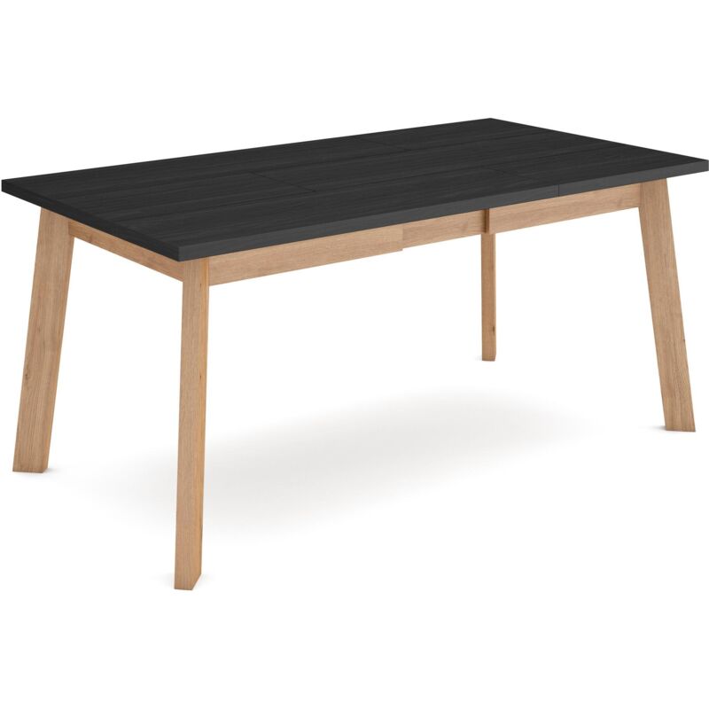 foto del prodotto tavolo da pranzo, cucina, sala da pranzo, 170, per 8 persone, gambe in legno, stile moderno, nero e rovere skraut home