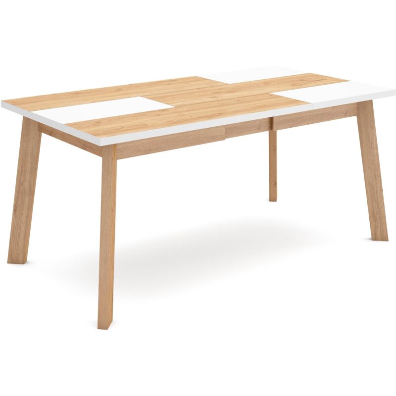 foto del prodotto tavolo da pranzo, cucina, sala da pranzo, 170, per 8 persone, gambe in legno, stile moderno, rovere e bianco skraut home