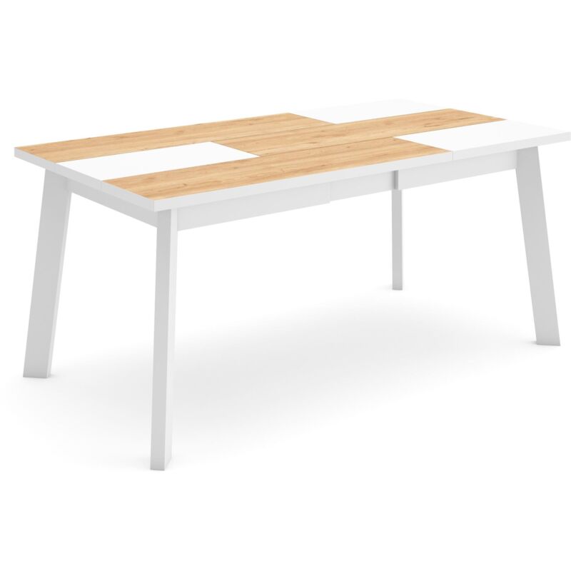 foto del prodotto tavolo da pranzo, cucina, sala da pranzo, 170, per 8 persone, gambe in legno, stile moderno, rovere e bianco skraut home