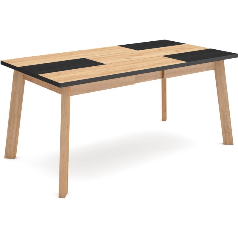 foto del prodotto tavolo da pranzo, cucina, sala da pranzo, 170, per 8 persone, gambe in legno, stile moderno, rovere e nero skraut home