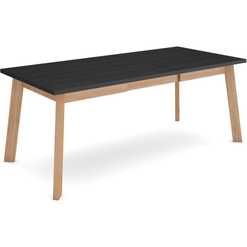 foto del prodotto tavolo da pranzo, cucina, sala da pranzo, 200, per 10 persone, gambe in legno, stile moderno, nero e rovere skraut home