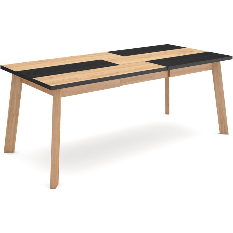 foto del prodotto tavolo da pranzo, cucina, sala da pranzo, 200, per 10 persone, gambe in legno, stile moderno, rovere e nero skraut home