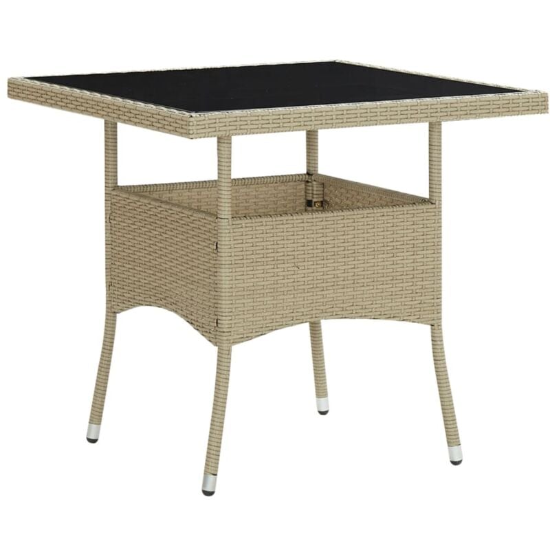 foto del prodotto tavolo da pranzo da giardino beige in polyrattan e vetro vidaxl