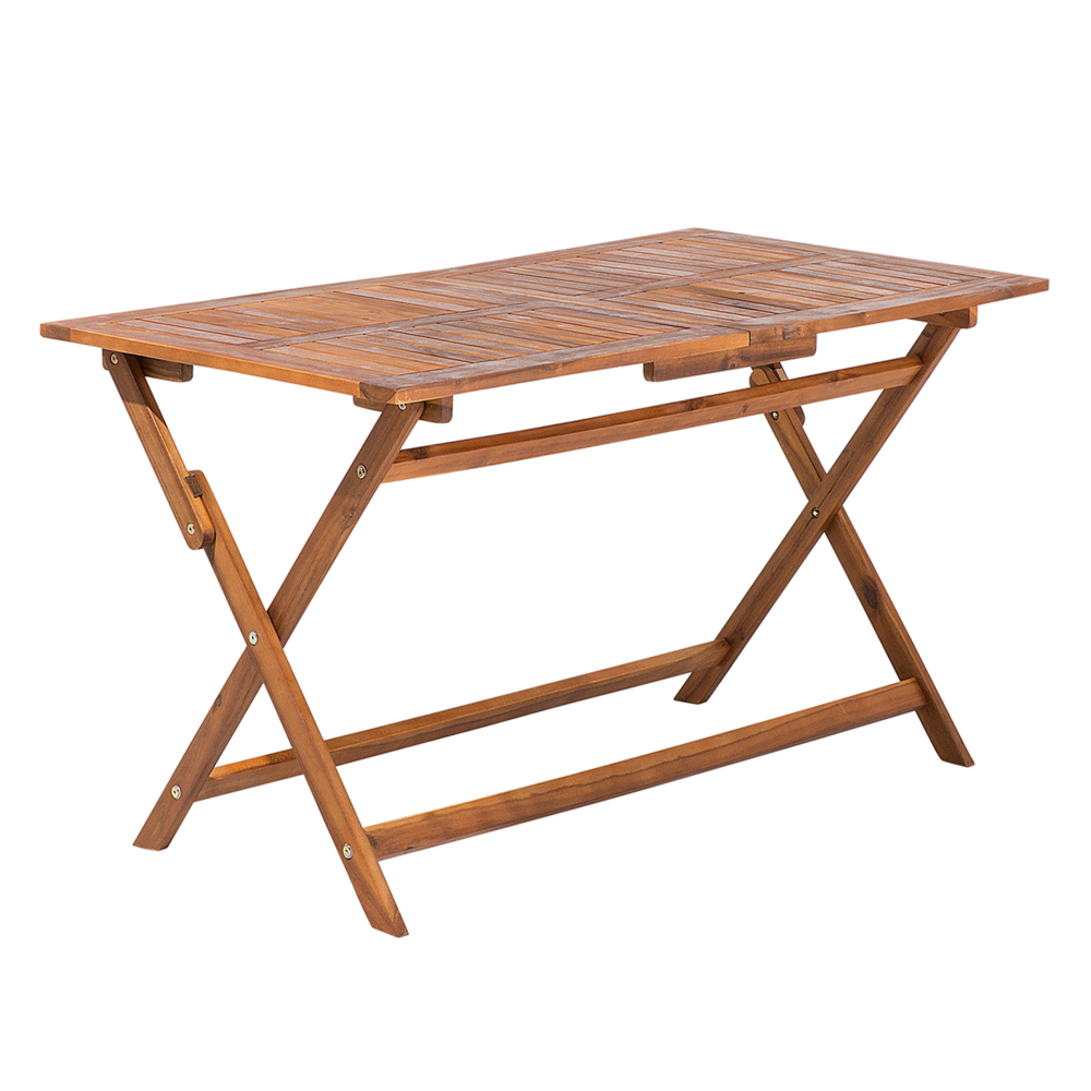 foto del prodotto tavolo da pranzo da giardino in legno di acacia scuro 140 x 75 cm pieghevole da esterno a 6 posti rettangolare