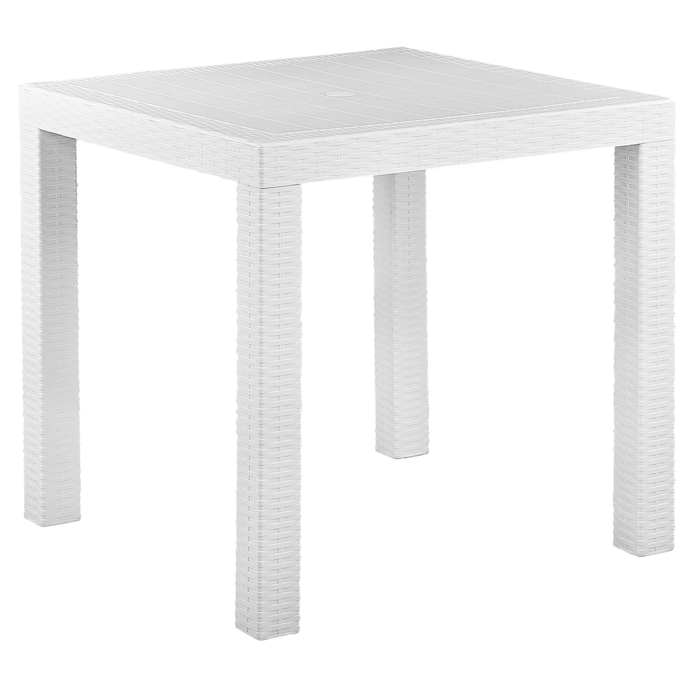 foto del prodotto tavolo da pranzo da giardino in materiale sintetico bianco 80 x 80 cm quadrato a 4 posti minimalista
