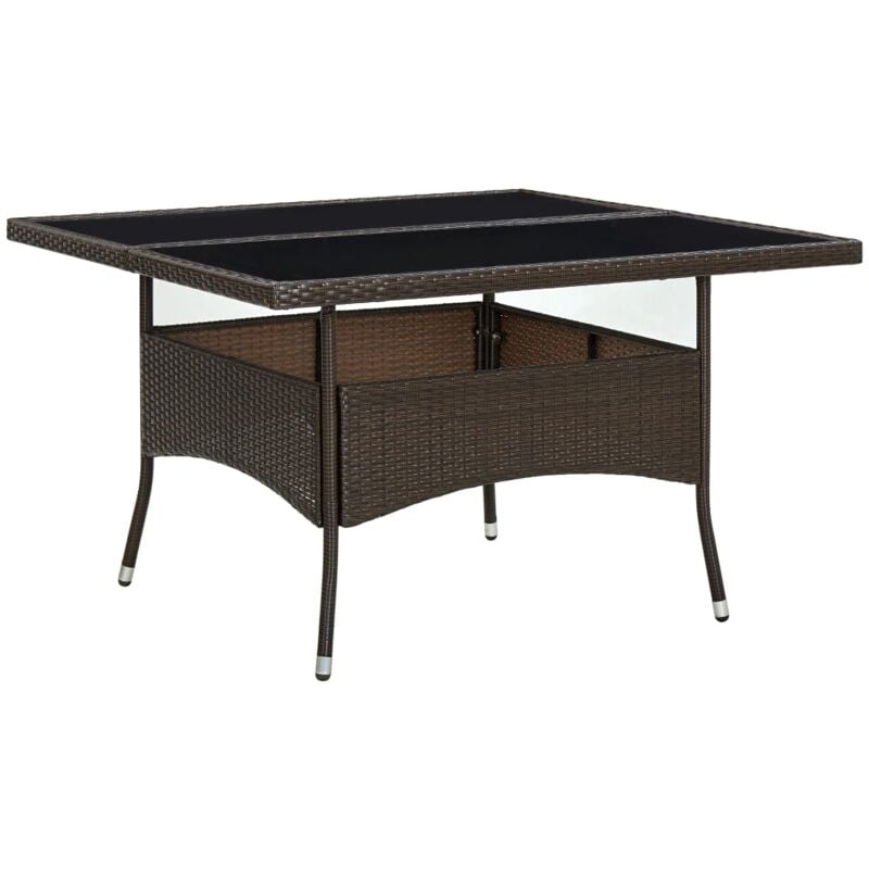 foto del prodotto tavolo da pranzo da giardino marrone in polyrattan e vetro vidaxl