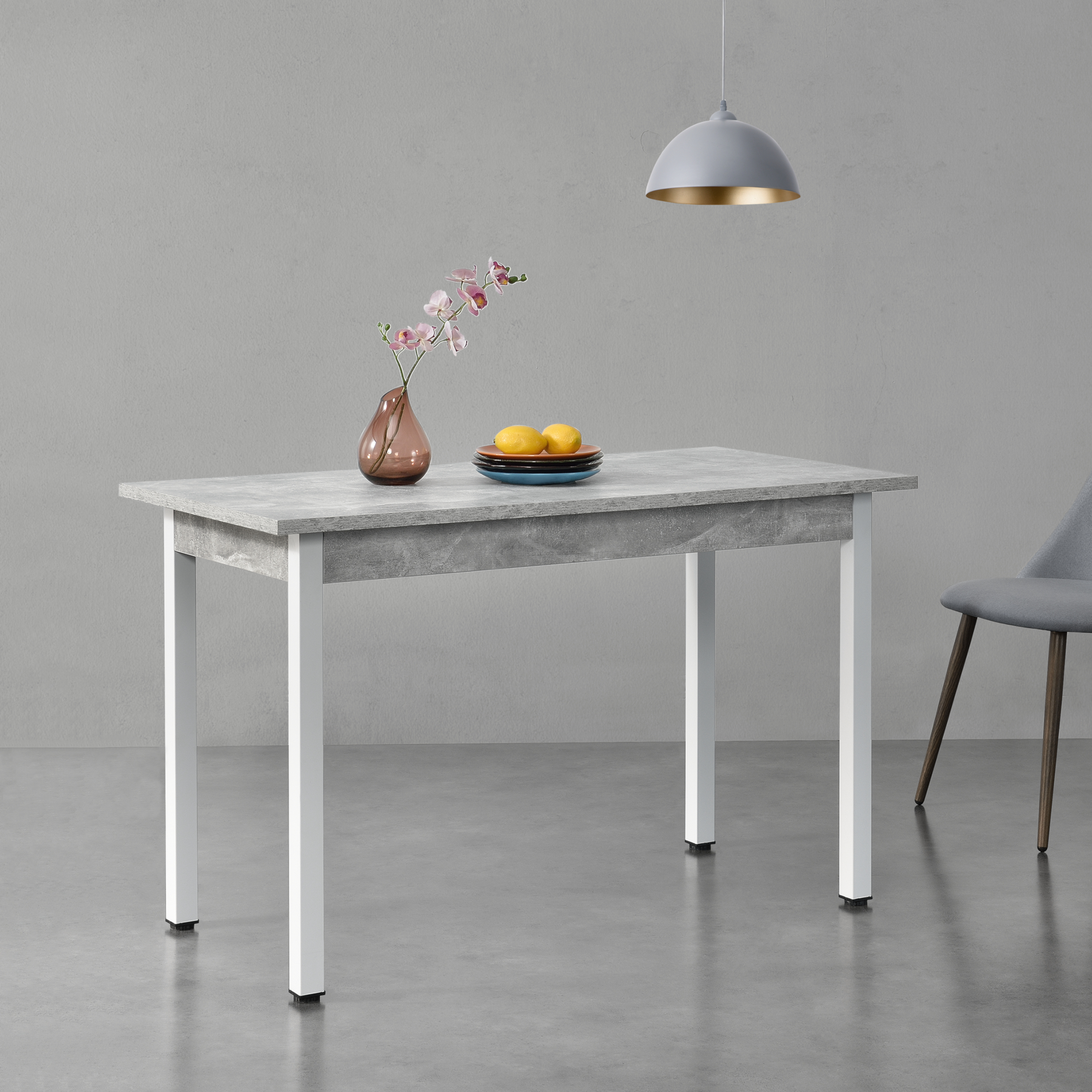 foto del prodotto tavolo da pranzo den haag 120 x 60 cm effetto cemento bianco en.casa 