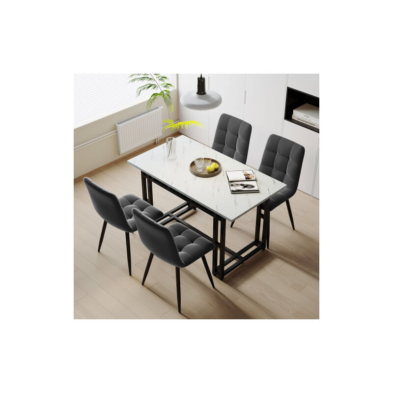 foto del prodotto tavolo da pranzo di lusso leggero 120x70 cm, 1 pezzo , tavolo da pranzo rettangolare con struttura in metallo, tavolo da cucina con gambe in metallo