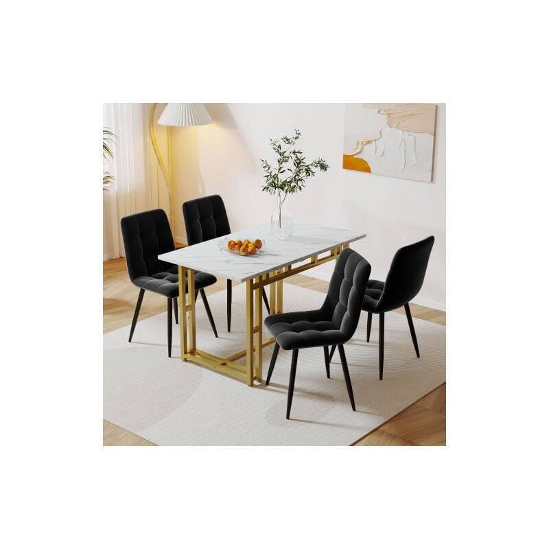 foto del prodotto tavolo da pranzo di lusso leggero 120x70 cm, 1 pezzo , tavolo da pranzo rettangolare con struttura in metallo, tavolo da cucina con gambe in metallo