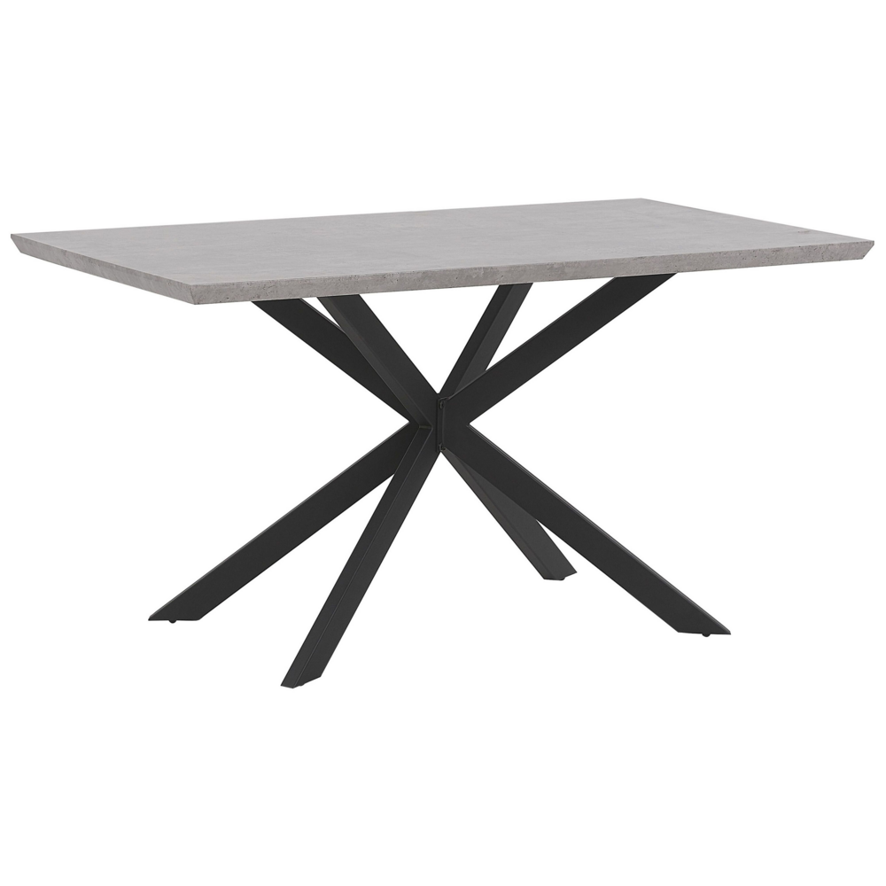 foto del prodotto tavolo da pranzo effetto cemento piano in legno gambe in metallo nero 140 x 80 cm 6 posti rettangolare industriale