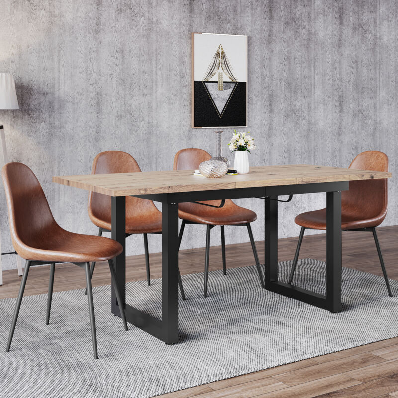 foto del prodotto tavolo da pranzo estensibile, l140 180 x p80 x a75, tavolino da caff rettangolare in stile industriale, tavolo da pranzo moderno e semplice in
