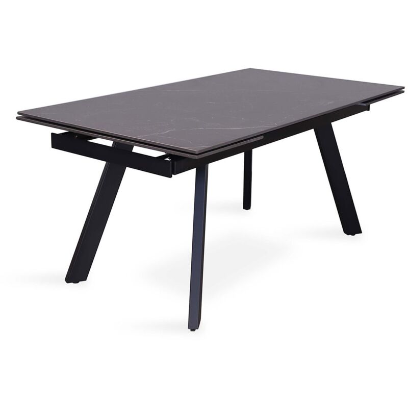 foto del prodotto tavolo da pranzo estensibile per 10 persone con piano in pietra nera della collezione laros. struttura in metallo.