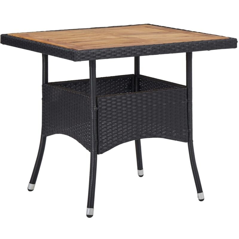 foto del prodotto tavolo da pranzo esterno in polyrattan nero e massello d acacia vidaxl