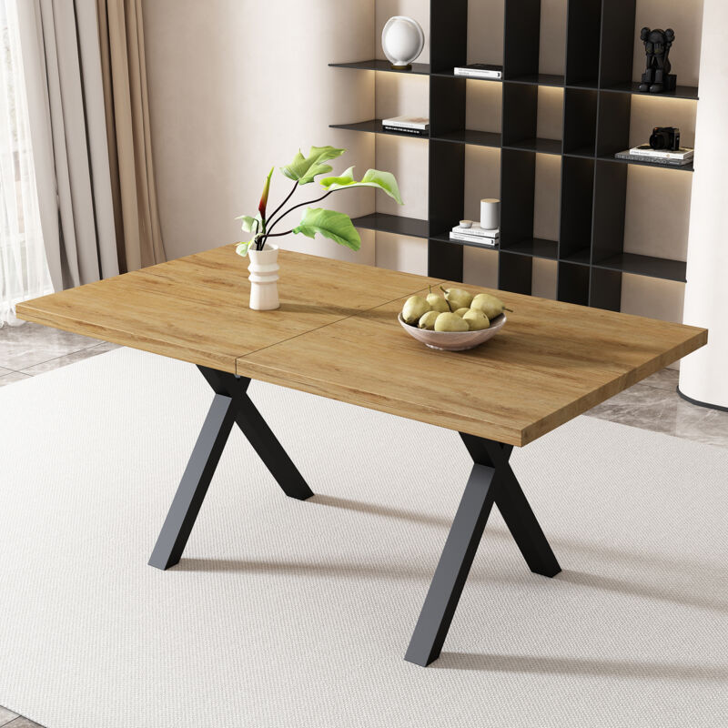 foto del prodotto tavolo da pranzo fisso 140x80x76cm, tavolino, stile semplice, gambe nere, mdf, naturale
