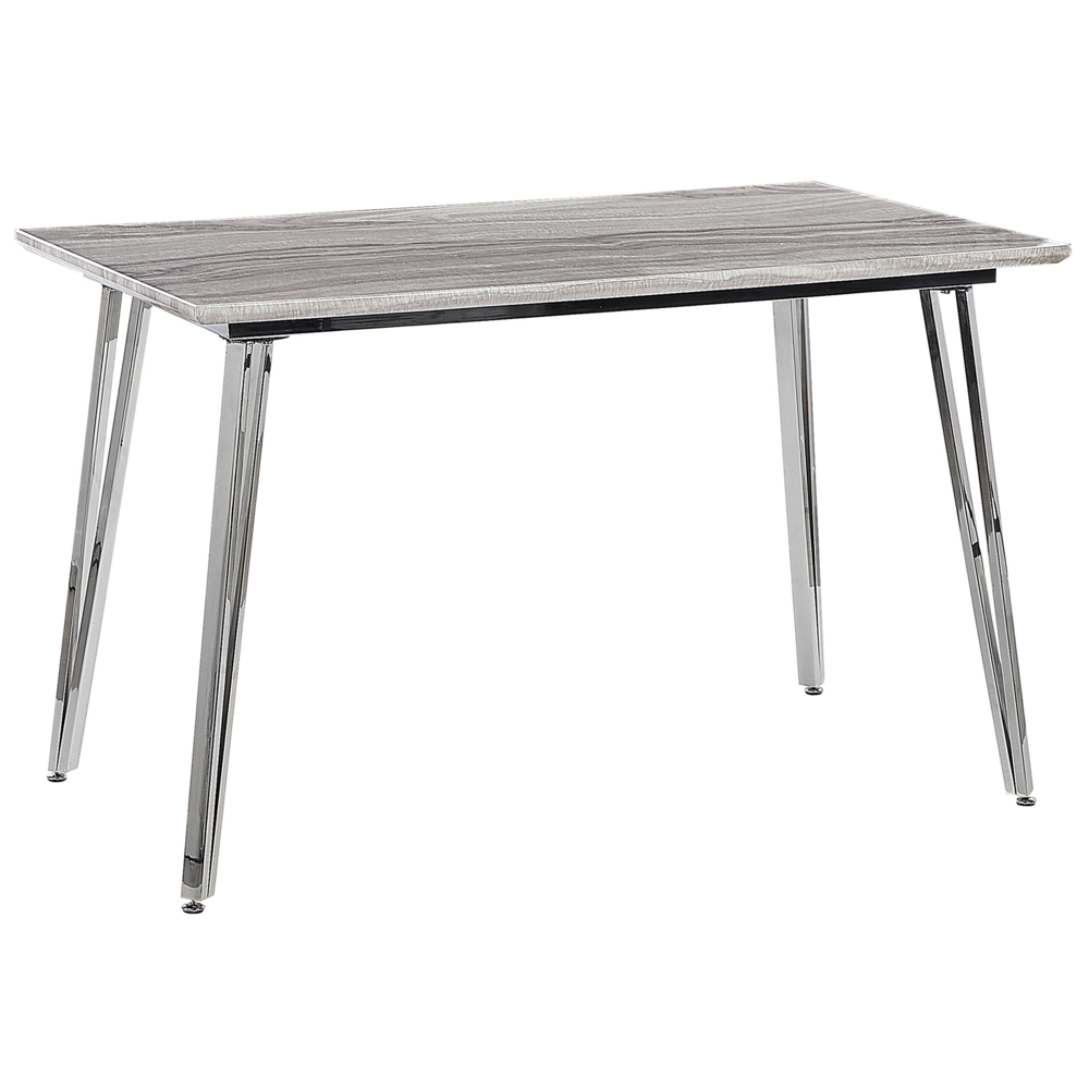 foto del prodotto tavolo da pranzo gambe argento mdf effetto marmo piano rettangolare 120 x 70 cm capacit 4 persone design moderno