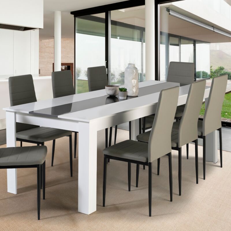 foto del prodotto tavolo da pranzo georgia per 8 persone bianco e grigio 160 cm